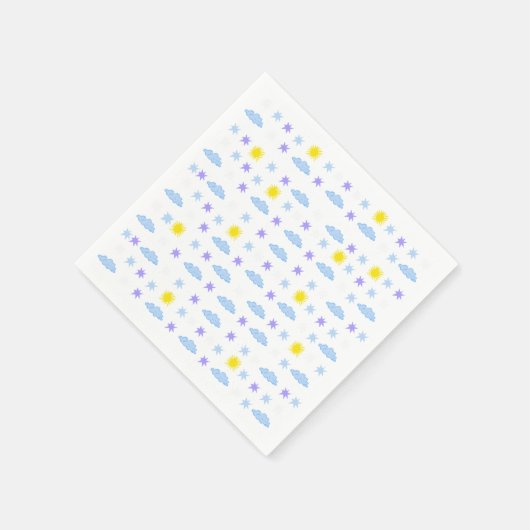 Serviette En Papier Motif météorologique étoilé, ensoleillé, nuageux (Coin)