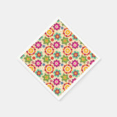 Serviette En Papier Motif mexicain des fleurs d'art populaire (Coin)
