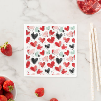 Serviette En Papier motif mignon avec coeur peint aquarelle