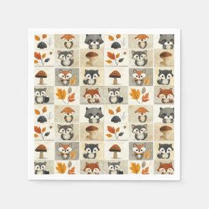 Serviette En Papier Motif Mignon de Créatures de la Forêt : Animaux Ad