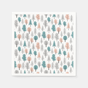Serviette En Papier Motif mignon de forêt de griffonnage