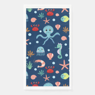 Serviette En Papier Motif mignon de vie marine de l'océan