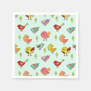 Serviette En Papier Motif mignon d'oiseaux Whimsical à main