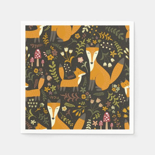 Serviette En Papier Motif migre Woodland Fox (Devant)