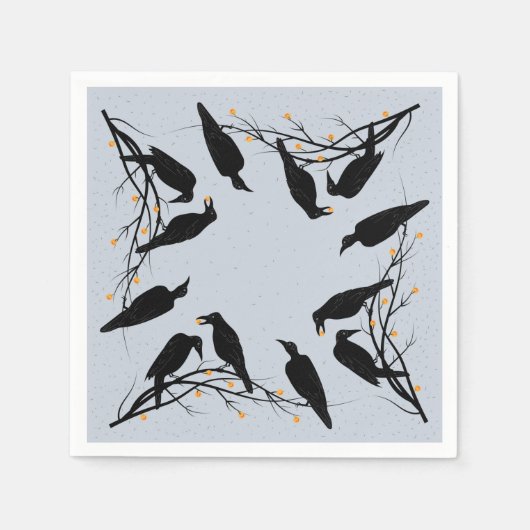 Serviette En Papier Motif minimaliste moderne Black Ravens (Devant)
