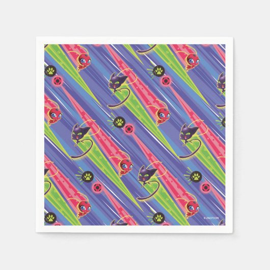 Serviette En Papier Motif Miraculaire Kwamis Tikki & Plagg (Devant)
