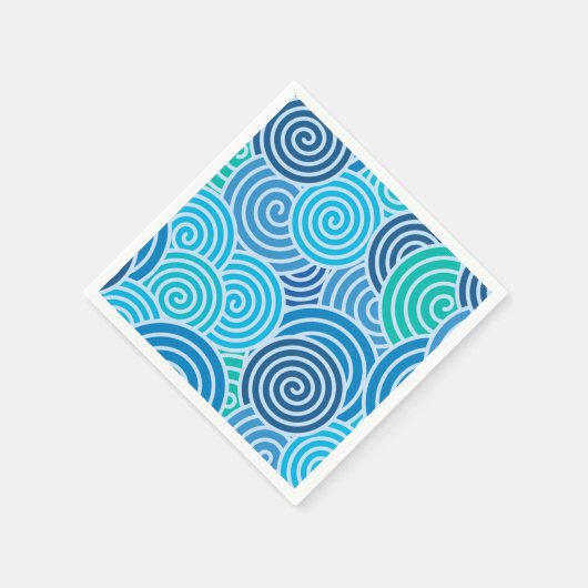 Serviette En Papier Motif moderne à spirale bleue (Coin)