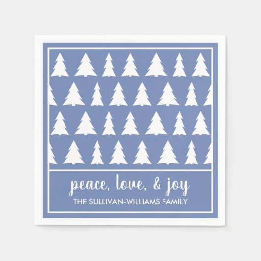 Serviette En Papier Motif moderne Blue White Tree Nom Fête (Devant)