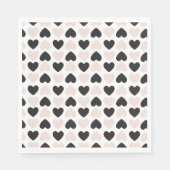 Serviette En Papier Motif moderne Blush Rose Black Love Hearts (Devant)