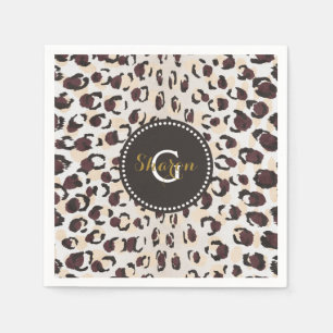 Serviette En Papier Motif moderne chic brun cheetah imprimé monogramme