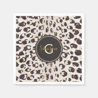 Serviette En Papier Motif moderne chic brun cheetah imprimé monogramme
