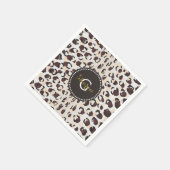 Serviette En Papier Motif moderne chic brun cheetah imprimé monogramme (Coin)
