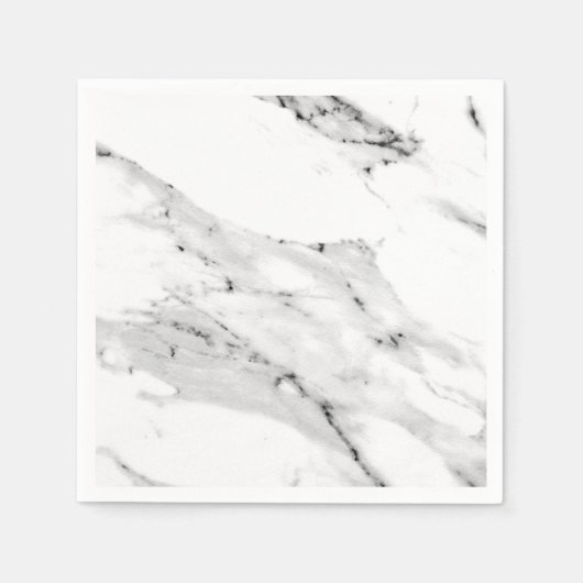 Serviette En Papier Motif moderne en marbre blanc gris noir (Devant)