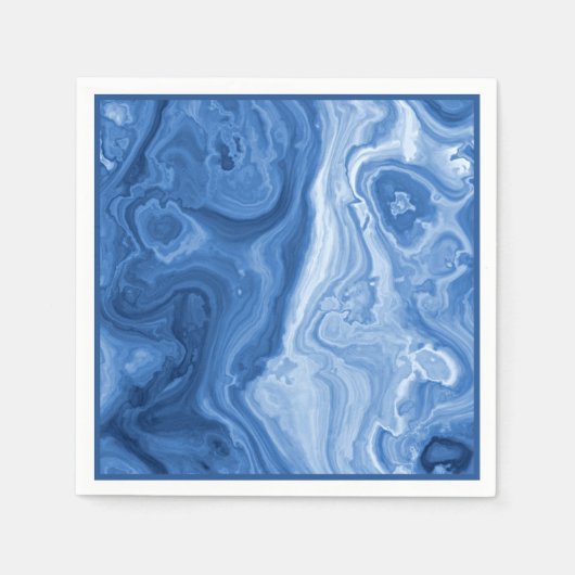 Serviette En Papier Motif moderne en marbre bleu azur (Devant)