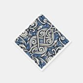 Serviette En Papier Motif moderne grec bleu et blanc (Coin)