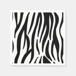 Serviette En Papier Motif moderne noir et blanc zèbre rayures