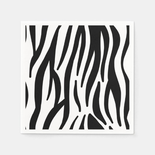 Serviette En Papier Motif moderne noir et blanc zèbre rayures (Devant)