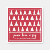 Serviette En Papier Motif moderne Red White Tree Nom Fête (Devant)