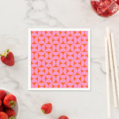 Serviette En Papier Motif moderne rose Et orange Du Milieu Du Siècle (En situation)