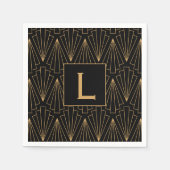Serviette En Papier Motif Monogram Gold et Black Art Déco (Devant)