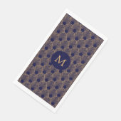 Serviette En Papier Motif Monogram Gold et Blue Art Déco (Coin)