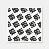 Serviette En Papier Motif monogramme moderne | Noir & Blanc (Devant)