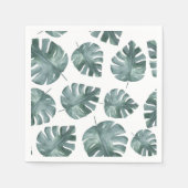Serviette En Papier Motif Monstera couleur bleu vert (Devant)