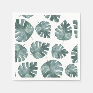 Serviette En Papier Motif Monstera couleur bleu vert