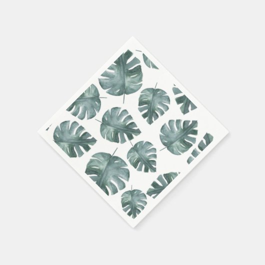 Serviette En Papier Motif Monstera couleur bleu vert (Coin)