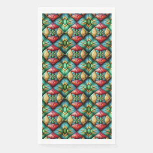 Serviette En Papier Motif mosaïque géométrique africain coloré