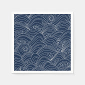 Serviette En Papier Motif motif à vague japonais bleu foncé (Devant)