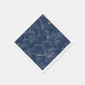Serviette En Papier Motif motif à vague japonais bleu foncé (Coin)