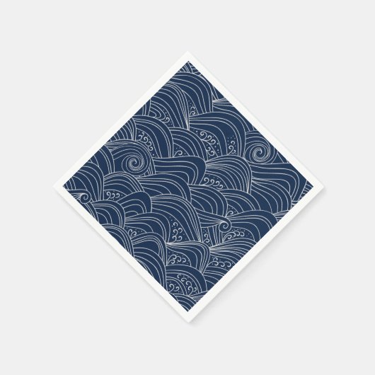 Serviette En Papier Motif motif à vague japonais bleu foncé (Coin)