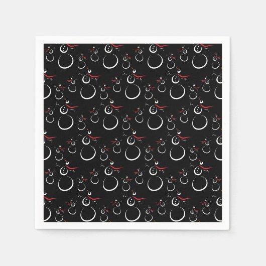 Serviette En Papier Motif motoneige d'hiver mignon noir (Devant)