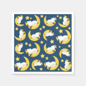 Serviette En Papier Motif mouton, Mouton couché, Lune, Étoiles (Devant)