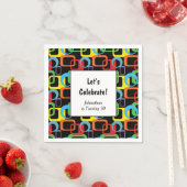 Serviette En Papier Motif multicolore rétro géométrique (En situation)
