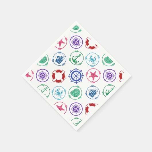 Serviette En Papier Motif nautique coloré (Coin)