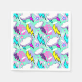 Serviette En Papier Motif Neon Lightning Bolts & Stars (Devant)