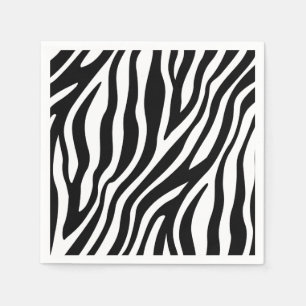 Serviette En Papier Motif noir et blanc de rayures d'impression de