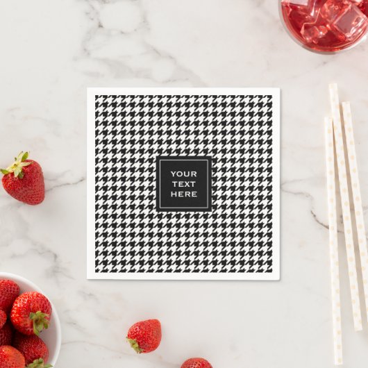 Serviette En Papier Motif noir et blanc Houndstooth (En situation)