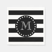 Serviette En Papier Motif noir et blanc, Monogramme noir (Devant)
