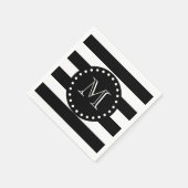 Serviette En Papier Motif noir et blanc, Monogramme noir (Coin)