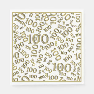 Serviette En Papier Motif numérique aléatoire Gold/White 100