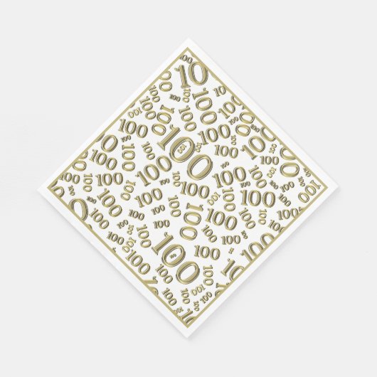 Serviette En Papier Motif numérique aléatoire Gold/White 100 (Coin)
