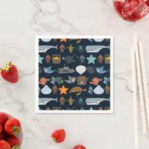 Serviette En Papier Motif Océan Habitants