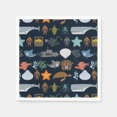 Serviette En Papier Motif Océan Habitants (Devant)
