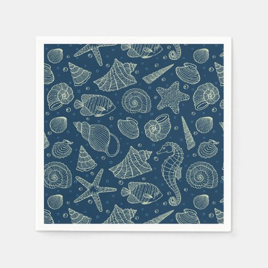 Serviette En Papier Motif Océan Habitants (Devant)