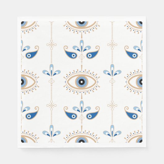 Serviette En Papier Motif oculaire rétro bohème blanc (Devant)