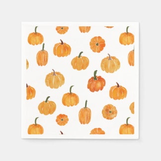 Serviette En Papier Motif orange Citrouille aquarelle