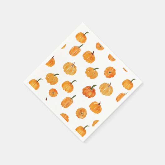 Serviette En Papier Motif orange Citrouille aquarelle (Coin)